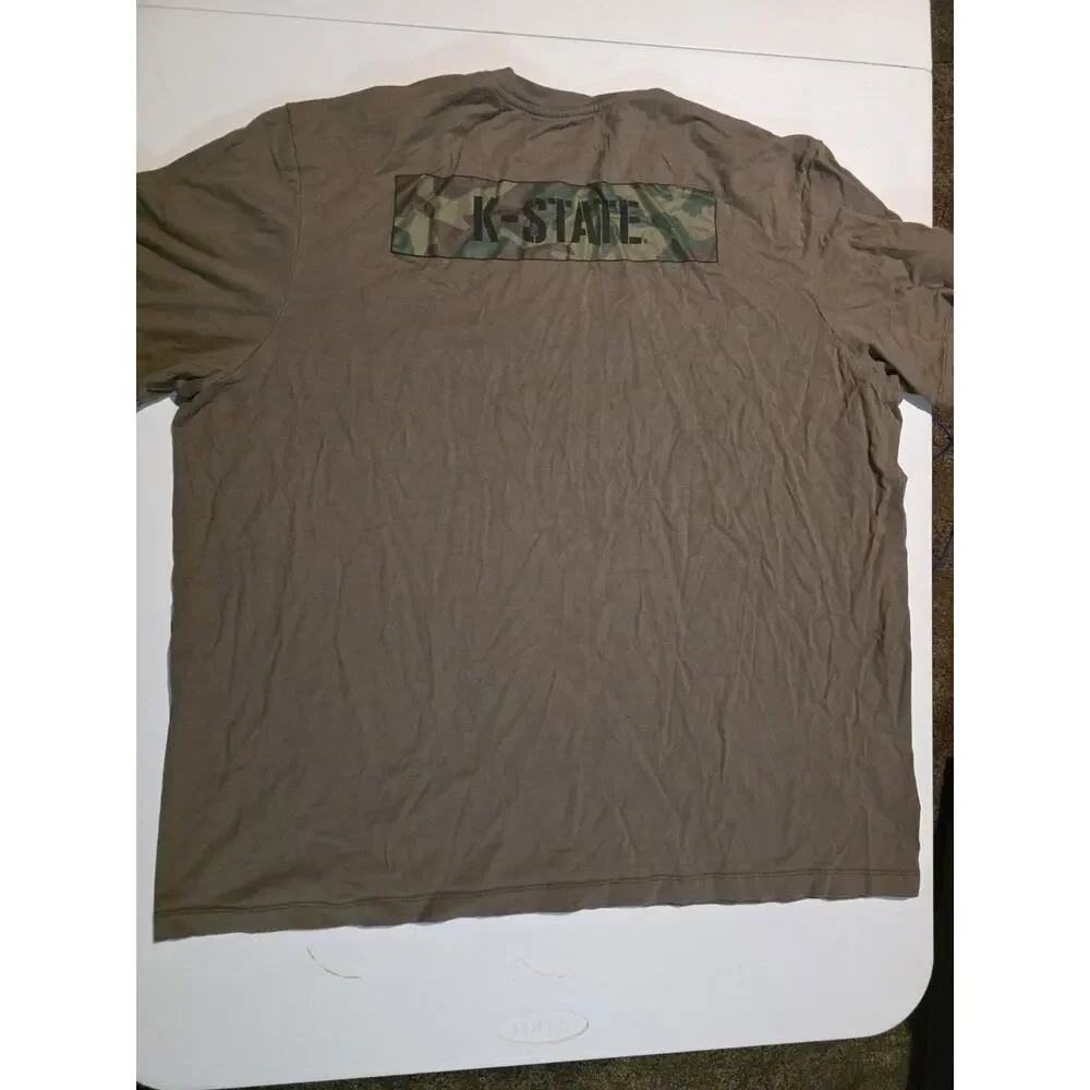 Nike K-State Wildcats T Shirt XXL Olive Military USA Flag Sleeve Camo Back